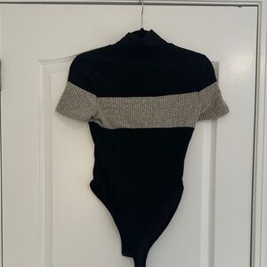 SHEIN Black and Gray Colorblock Bodysuit